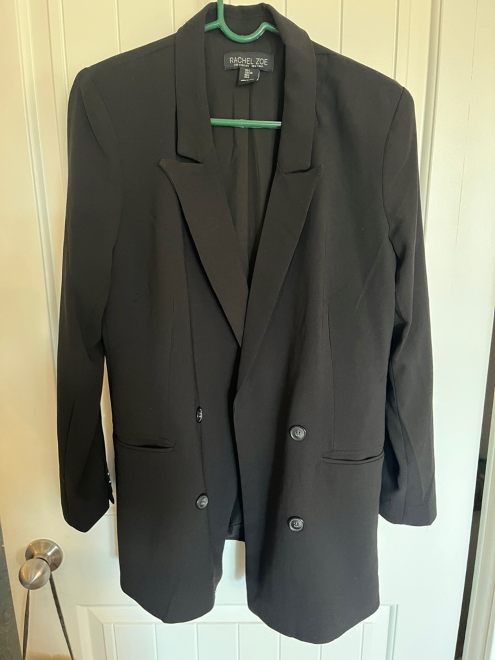 Rachel Zoe Black Double-Breasted Boyfriend Blazer Coat